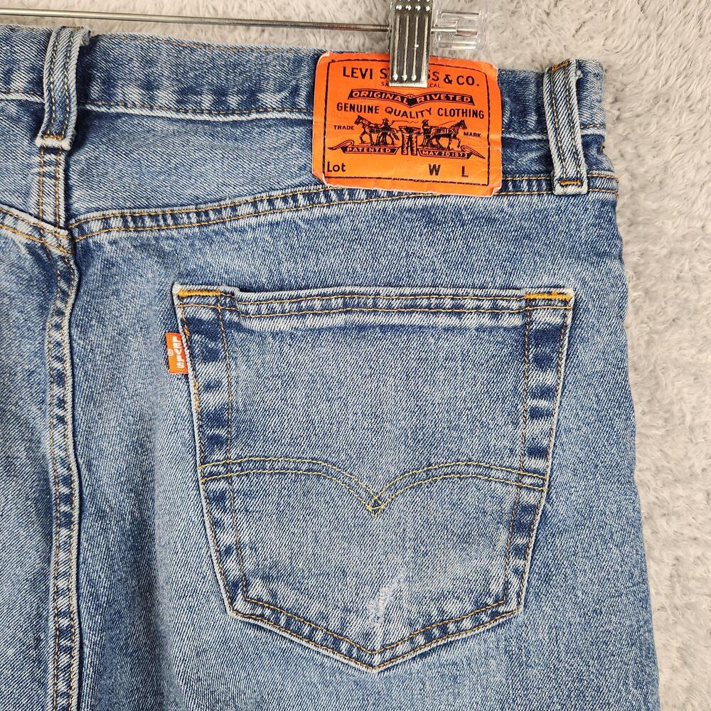 Levis 501 Jeans Mens 36x30 Light Wash Blue Button Fly Straight Leg Big E Orange
